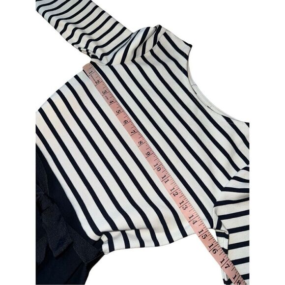 Polo Ralph Lauren Girls Striped Two-Tone Ponte Dress In Refined Navy/White - Picture 5 of 7